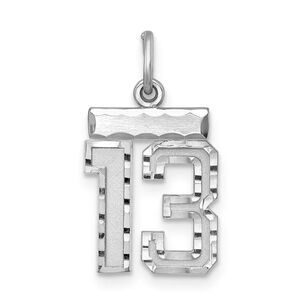 Sterling Silver, Varsity Collection, Small D/C Pendant, Number 13
